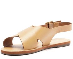 Sandália Monocolor Tiras Cruzadas Couro Bege