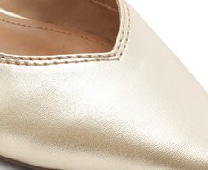 Sapatilha Slingback Tira Fivela Bico Fino Dourada