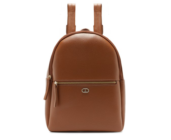 Mochila Média Zíper Frontal Marrom Curcuma