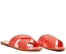 Rasteira Tiras Cruzadas Trançada Monocolor Colorvibes Laranja