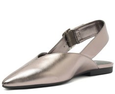 Sapatilha Slingback Bico Fino Fivela Prateada