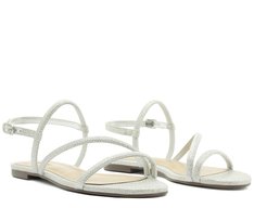 Rasteira Textura Glam Prata