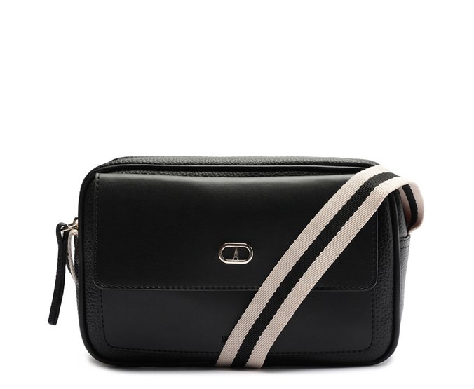 Bolsa Tiracolo Média Bolso Frontal Preta