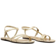Rasteira Tiras Ivory Dourada