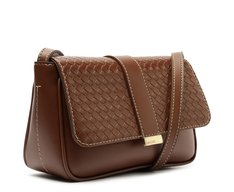 Bolsa Tiracolo Média Tressê Veneta Marrom