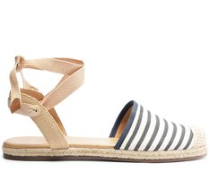 Sandália Espadrille Amarração Natural Branca e Azul