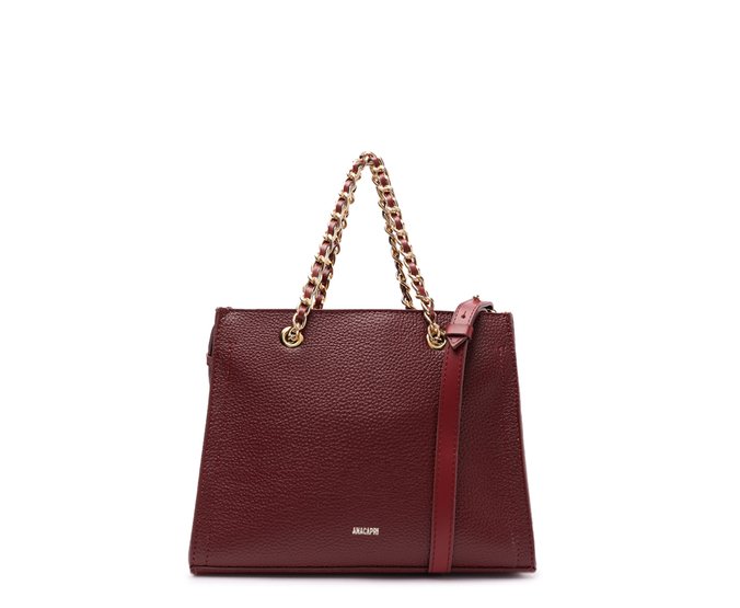 Bolsa Tote Média Alça Acorrentada Vermelha