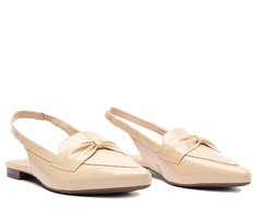 Sapatilha Slingback Verniz Laço Bege