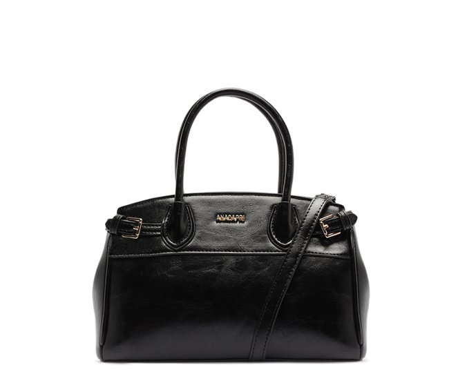 Bolsa Tote Média Detalhe Fivelas Preta