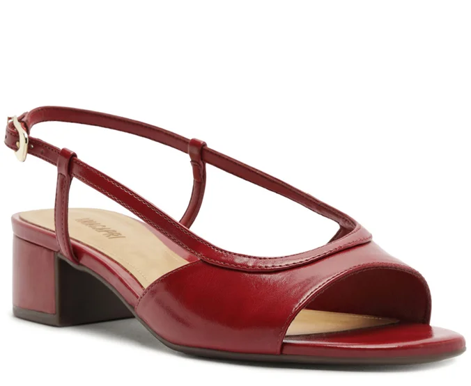 Sandália Peep Toe Salto Bloco Vermelha