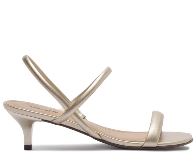 Sandália Salto Fino Minimal Dourada