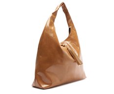 Bolsa Shopping Grande Verniz Tassel Marrom