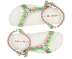 Sandália Papete Multicolor e Branca Guaraná