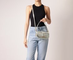 Bolsa Tiracolo Baguete Média Estruturada Prata