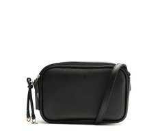 Bolsa Tiracolo Pequena Costura Ornamental Preta
