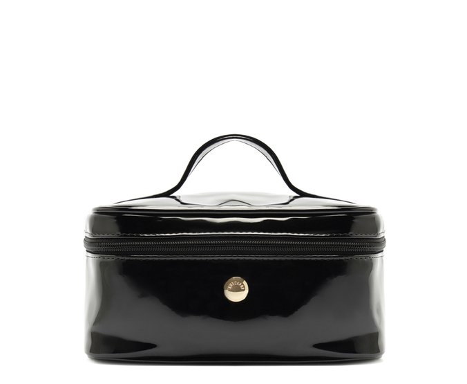 Necessaire Média Alça Verniz Preta