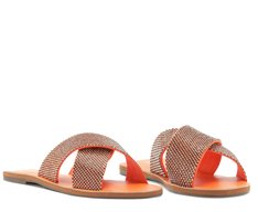 Rasteira Tiras Cruzadas Glam Laranja