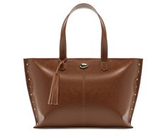 Bolsa Shopping Grande Tachas Marrom