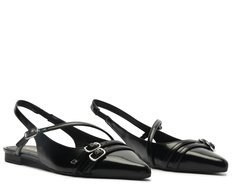 Sapatilha Slingback Fivela Dupla Preta