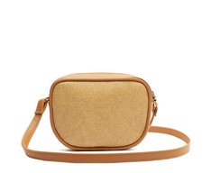 Bolsa Tiracolo Média Raffia Com Lenço Marrom