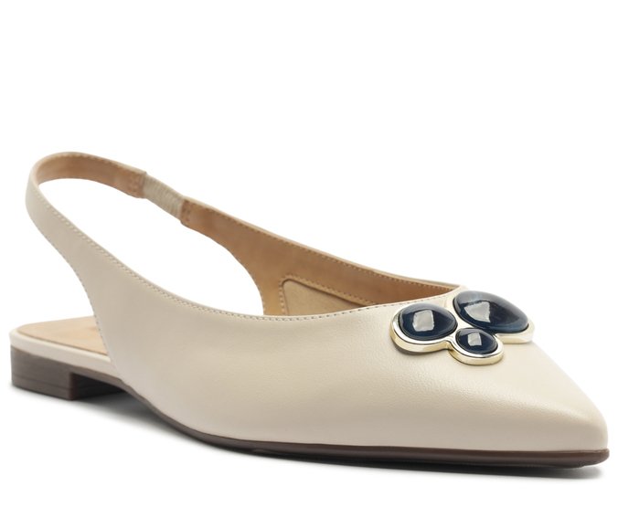 Sapatilha Slingback Pedraria Branco Off