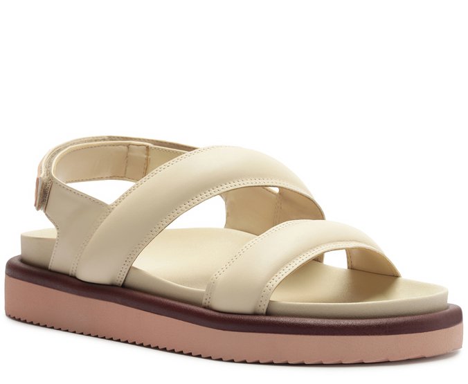 Sandália Papete Duas Tiras Velcro Branca