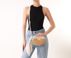 Bolsa Tiracolo Média Raffia Com Lenço Branca
