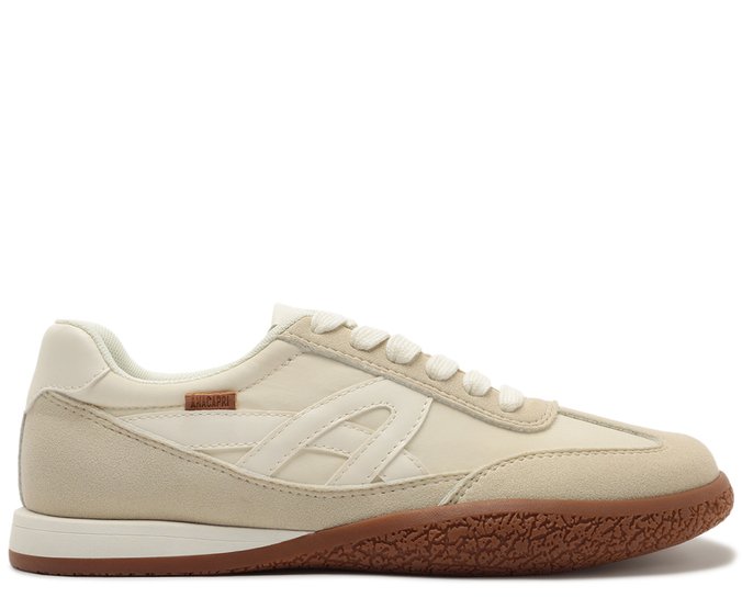 Tênis Casual Retro com Solado de Borracha Bege