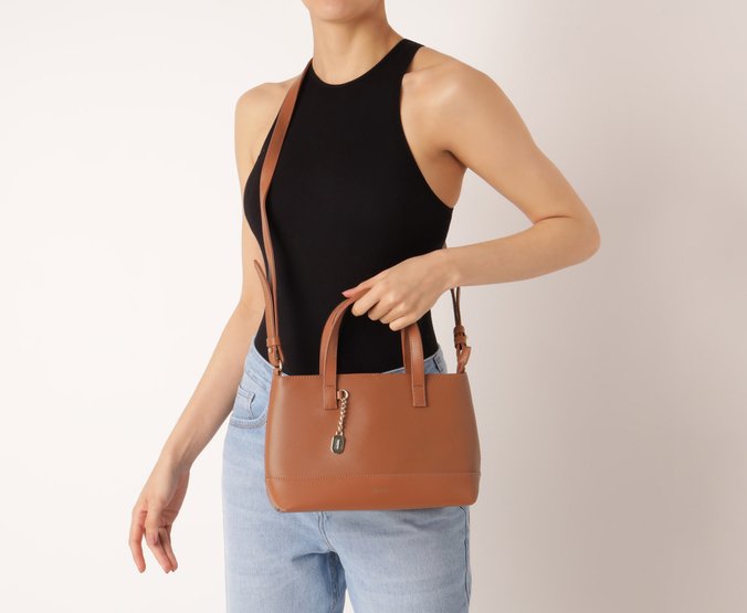 Bolsa Tote Média Lisa Chaveiro Marrom