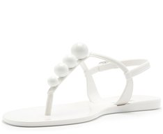 Sandália Branca Plástico Tira Esferas