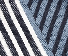 Bolsa Shopping Grande Knit Listrado Azul e Branco