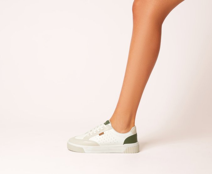 Tênis Sola Vulcanizada Urban Furinhos Branco e Verde