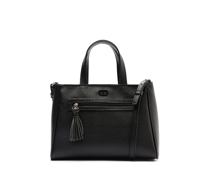 Bolsa Tote Média Bolso Frontal Barbicacho Preta