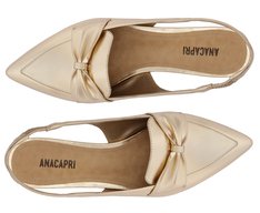 Sapatilha Slingback Verniz Laço Dourada