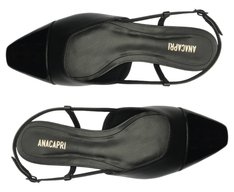 Sapatilha Slingback Ponta Preta Verniz Anzelli Preta