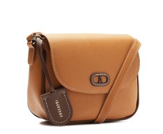 Bolsa Tiracolo Média Costura Ornamental Bicolor Marrom
