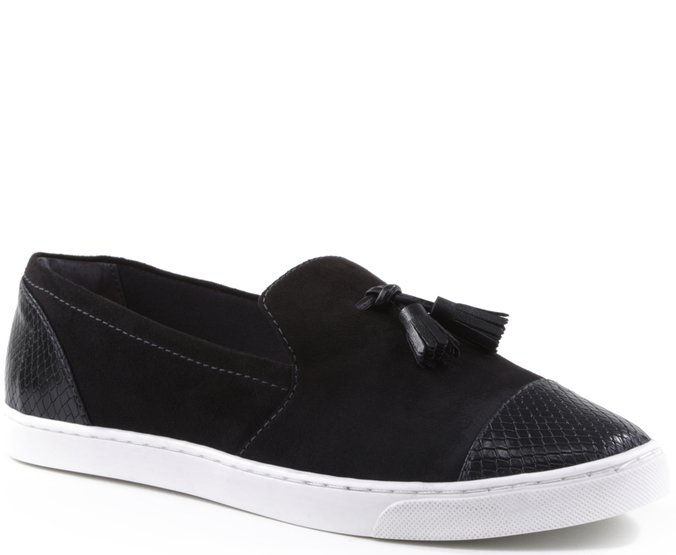 slip on preto camurça
