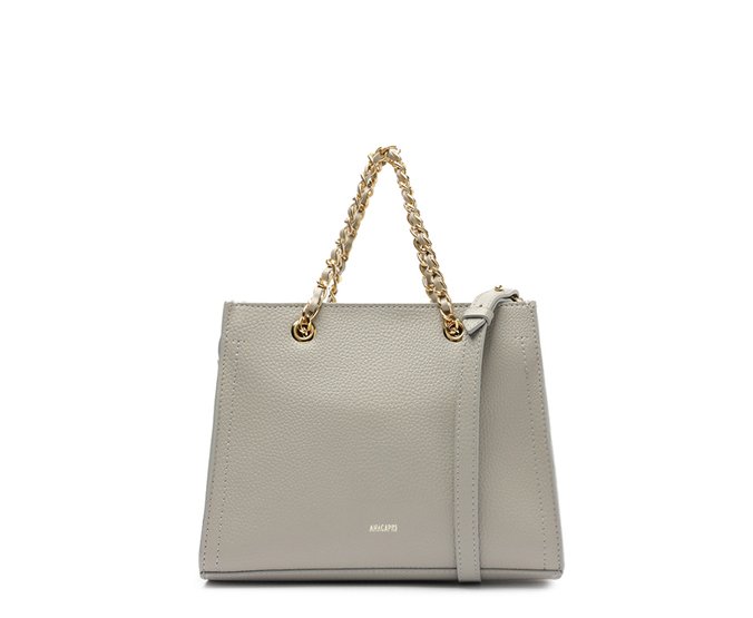 Bolsa Tote Média Alça Acorrentada Cinza