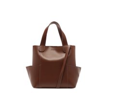Bolsa Tote Média Com Bolso Marrom