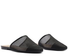 Mule Tela Transparente Preta