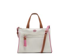 Bolsa Tote Média Bolso Frontal Barbicacho Detalhes Branca