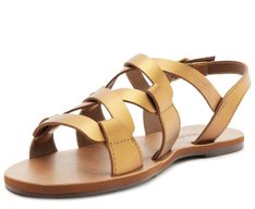 Sandália Gladiadora Entrelaçada Dourada