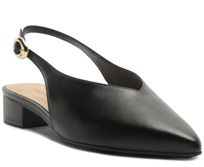 Scarpin Slingback Salto Bloco Recorte Preta