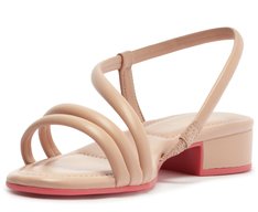 Sandália Salto Bloco Assimétrica Rosa