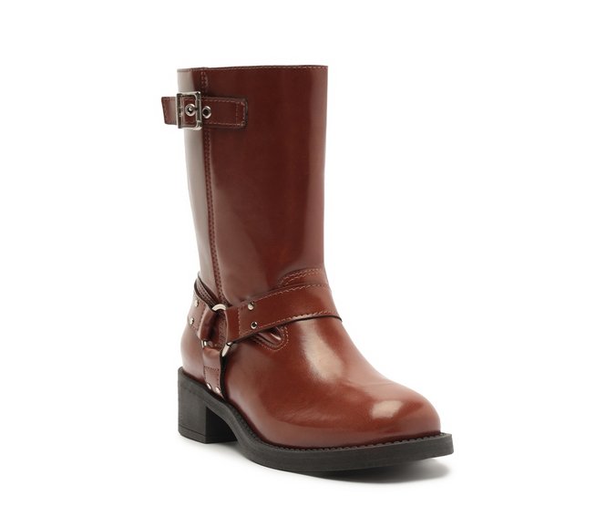Bota Biker Cano Médio Marrom