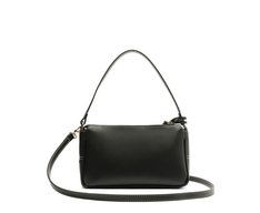 Bolsa Tiracolo Baguete Média Costura Ornamental Preta