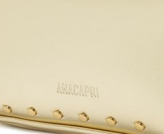 Bolsa Tiracolo Pequena Baguete Tachas Dourada