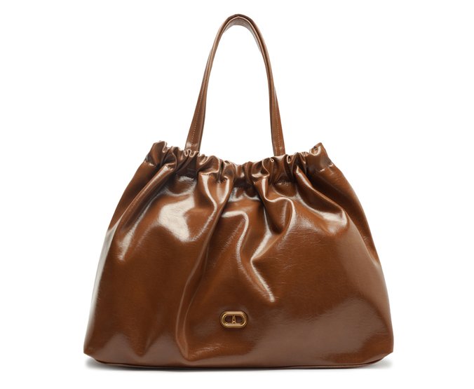 Bolsa Shopping Grande Ruched Marrom