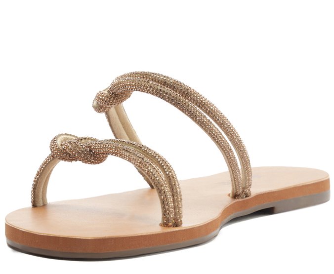 Rasteira Tiras Paralelas Nó Glam Dourada - 39