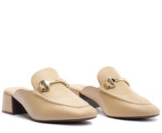 Mule Salto Bloco Loafer Bege